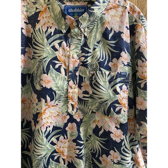 Chubbies Men's Hawaiian Half Button Shirt Floral Navy Multicolor Tropical XXL - Picture 10 of 12